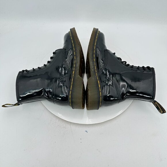 Dr. Martens Women Size 6 11821 Black Shiny Patent Leather 8 Hole Combat Boot - Picture 6 of 11